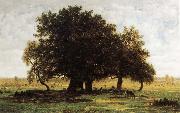 Theodore Rousseau Oak Trees near Apremont Spain oil painting artist